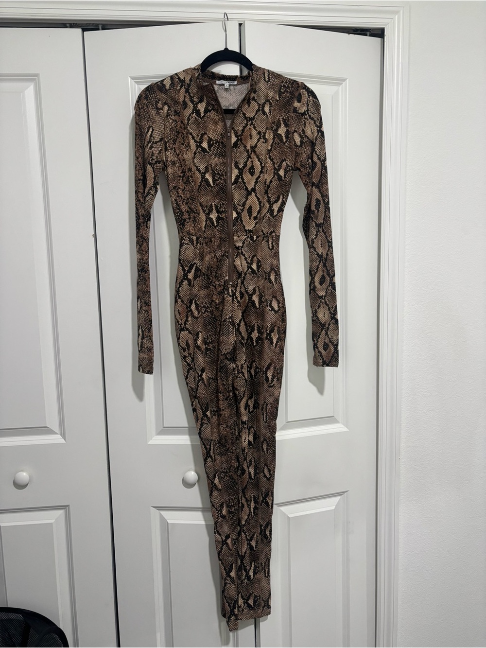 Fashion Nova Brown Snake-Print Jumpsuit